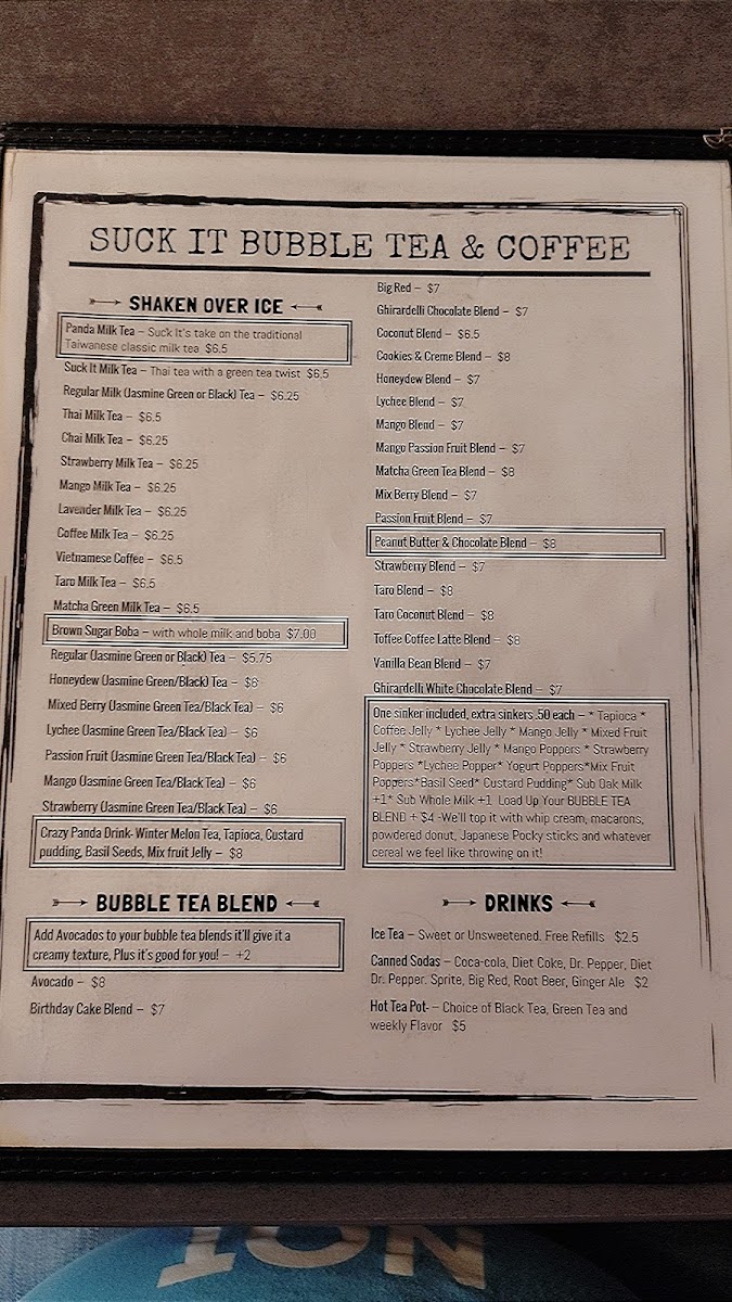 Suck It The Restaurant Menu - Image 1