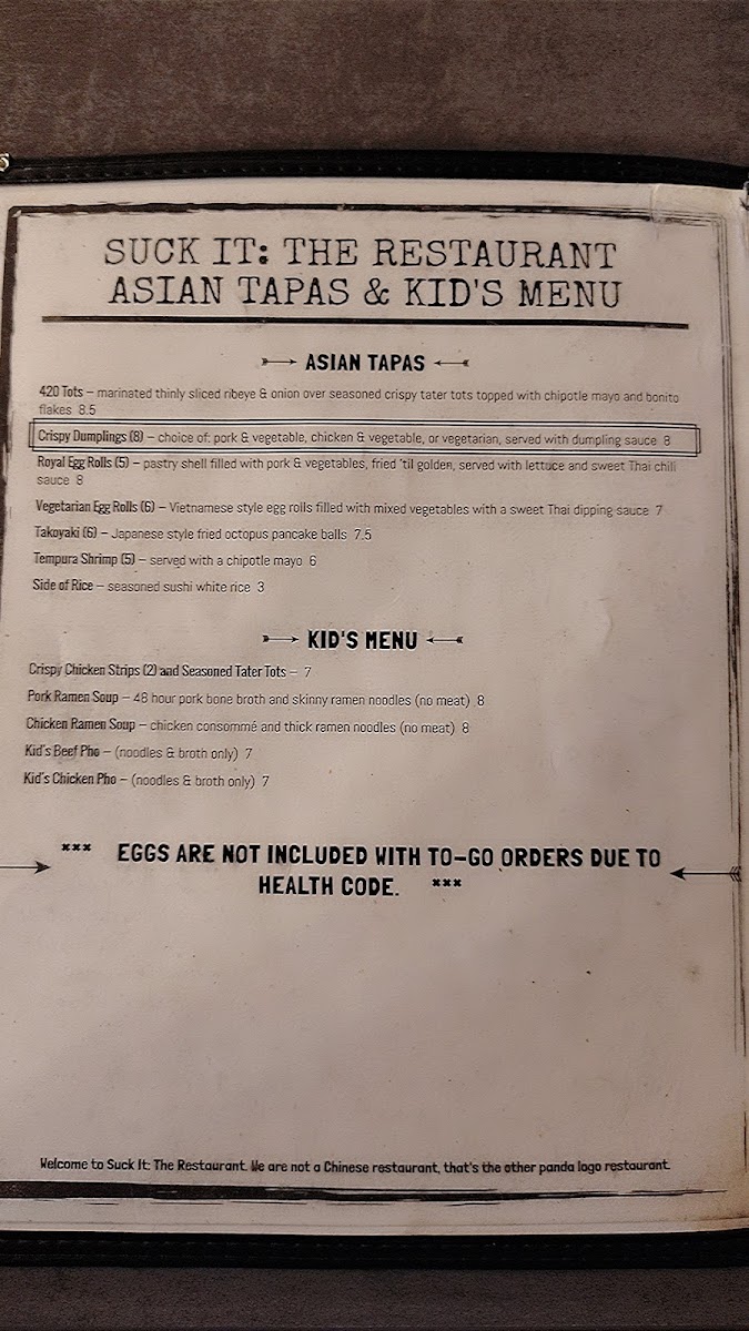 Suck It The Restaurant Menu - Image 2