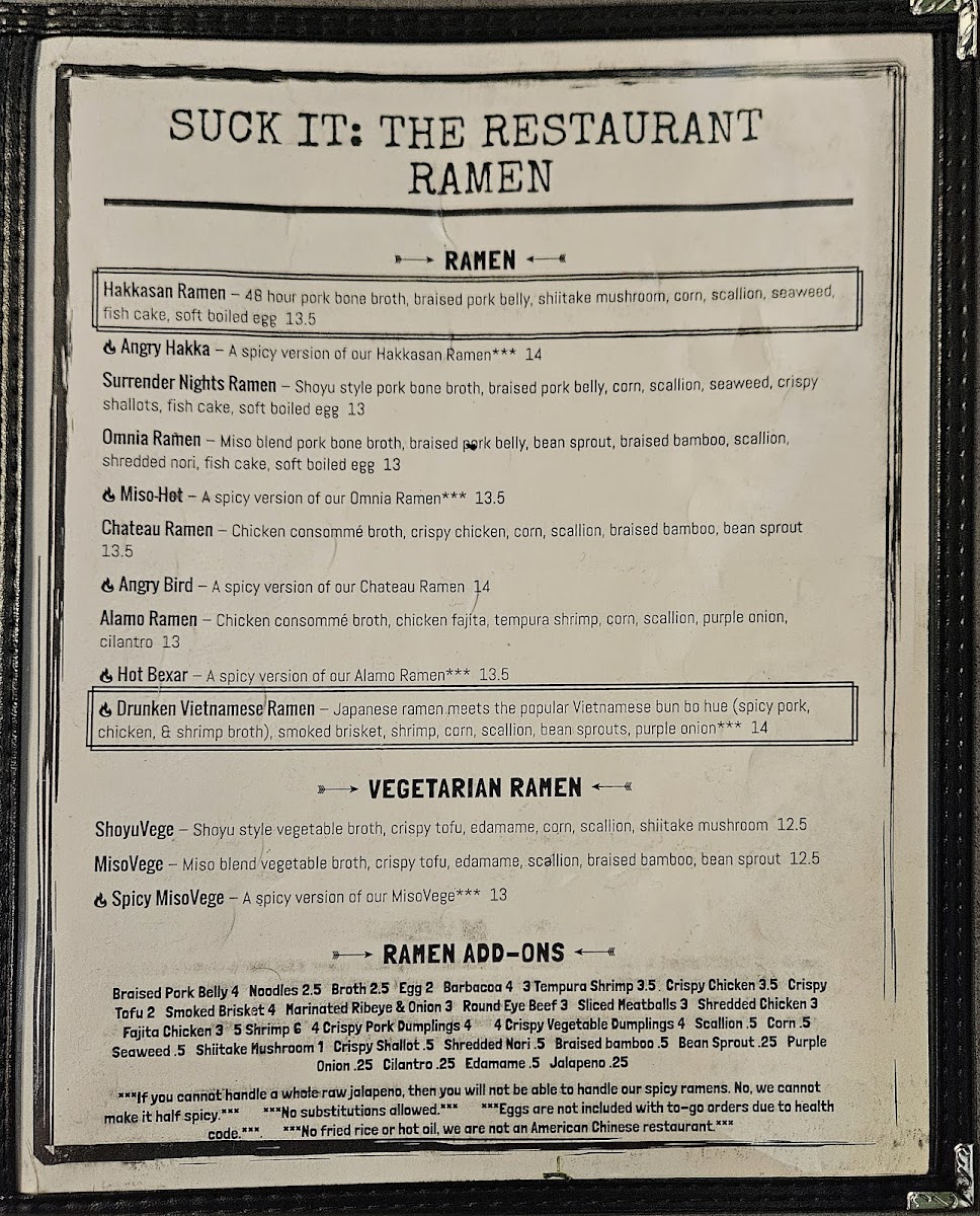 Suck It The Restaurant Menu - Image 3